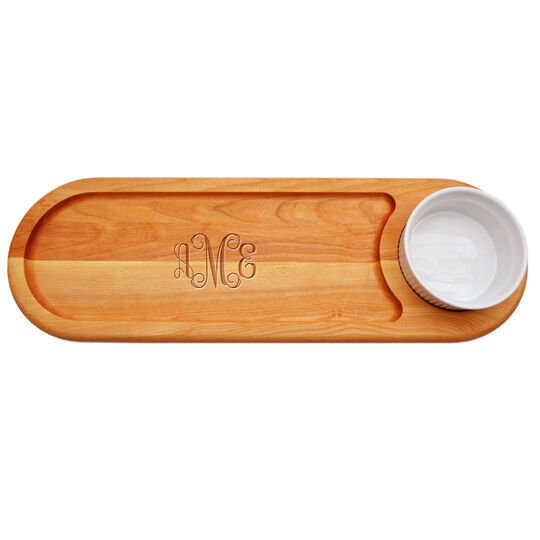 Script Monogram 21-inch Dip & Serve Wood Board